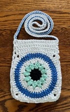 BOLSA TIRACOLO FEITA À MÃO CROCHÊ EVIL EYE NAZAR DESIGN suporte para celular, usado comprar usado BOLSA TIRACOLO FEITA À MÃO CROCHÊ EVIL EYE NAZAR DESIGN suporte para celular, usado comprar usado  Enviando para Brazil