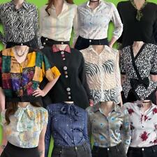 Lote Vintage Atacado Blusa Secretária Botão para Cima Veludo Floral Decote Gravata Chita comprar usado  Enviando para Brazil