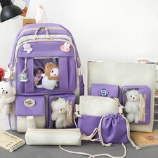  5 piezas Mochila de moda para mujeres Bolso escolar Suave Correas para el hombro Adolescente Viaje segunda mano  Embacar hacia Mexico