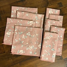 Conjunto Vintage de 9 Guardanapos de Tecido Mauve Rosa Claro Folhas Florais Cottagecore, usado comprar usado  Enviando para Brazil