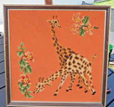 1970 girafa vintage feita à mão bordado no quadro 16 x 16 comprar usado  Enviando para Brazil