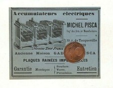Usado, PARIS (RUE DE TOCQUEVILLE) ACCUMUTATEURS " MICHEL PISCA " PETITE PUBLICITE 1897 comprar usado  Enviando para Brazil