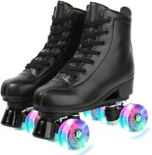 Patins femininos Light Up Wheels couro ecológico fileira dupla 4 rodas - MULHER TAMANHO 8 comprar usado  Enviando para Brazil