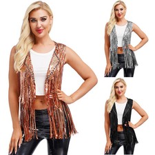 Colete Feminino Palco Performance Colete Cowgirl Encolher Lantejoulas Casaco Borla Top comprar usado  Enviando para Brazil