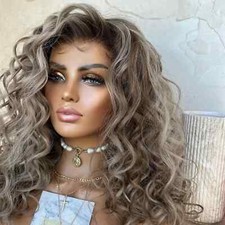 Peruca frontal de renda 18 polegadas Ombre cinza loira onda solta 100% cabelo humano 13x4 comprar usado  Enviando para Brazil