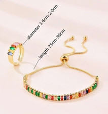 Usado, Pulseira anel folheada a ouro - várias cores zircão moda fantasia joias comprar usado  Enviando para Brazil