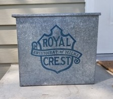 Vintage Royal Crest Caixa de Leite Laticínios Garrafa de Varanda Milk Man Refrigerador Galvanizado comprar usado  Enviando para Brazil