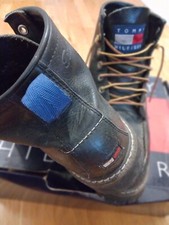 Botas vintage Hilfiger couro preto caminhada trabalho trilha motocicleta resistência a óleo 10 comprar usado  Enviando para Brazil