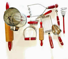 Usado, LOTE VINTAGE DE 11 UTENSÍLIOS DE COZINHA COM CABO VERMELHO comprar usado  Enviando para Brazil