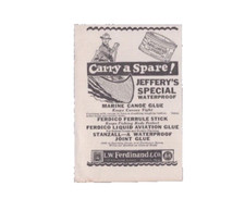 1929 Impressão Anúncio L W Ferdinand & Co Jeffrey's Special Marine Canoe Glue Boston Mass comprar usado  Enviando para Brazil