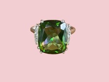 LINDO ANEL DE PRATA ESTERLINA COM ZIRCÔNIA CÚBICA CORTE ALMOFADA VERDE ~ TAMANHO 8, usado comprar usado  Enviando para Brazil