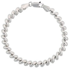 Pulseira feminina de prata esterlina 925 grossa corrente San Marco 6mm 7" 16" 18", usado comprar usado  Enviando para Brazil