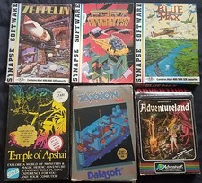 6 novos jogos antigos de fita Atari 800 não selados Zeppelin, Blue Max, Zaxxon comprar usado  Enviando para Brazil