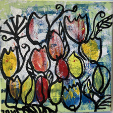 Blumen expressives acrylbild gebraucht kaufen  Düsseldorf