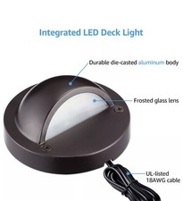 Pacote com 4 luzes de convés de LED de baixa tensão, luz de corrimão de escada de degrau de paisagem, marrom comprar usado  Enviando para Brazil