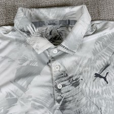 Camisa polo masculina de golfe Puma XL branca cinza floral desempenho AOP, usado comprar usado  Enviando para Brazil
