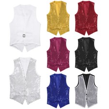 Colete masculino com lantejoulas glitter jaqueta sem mangas botão para festa clube dança comprar usado  Enviando para Brazil