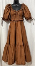 Usado, Vestido midi Worth Collective manga folhada bainha franzida marrom canela tamanho pequeno comprar usado  Enviando para Brazil