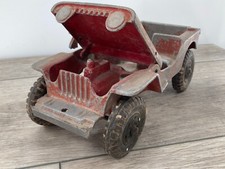 Jeep Willys vintage Oglesby alumínio fundido vermelho com pneus de borracha Lumar Marx década de 1950 comprar usado  Enviando para Brazil