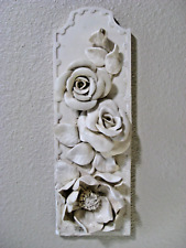 Decoração de parede floral feita à mão relevo placa de gesso arte de parede rosas assinadas, usado comprar usado  Enviando para Brazil