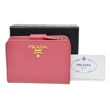 Bolsa carteira dupla compacta logotipo PRADA couro saffiano rosa peônia GHW 62YH656, usado comprar usado  Enviando para Brazil