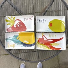 Usado, CRATE & BARREL 4 pratos retangulares aperitivos para lanches doces, azedos, picantes, salgados 😎  comprar usado  Enviando para Brazil