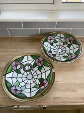 Par de luces de techo estilo Tiffany vintage luces iluminadores vitrales segunda mano  Embacar hacia Mexico