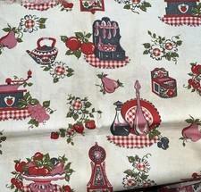 Saco de alimentação vintage tecido semente de farinha vermelho rosa cinza verde relógio de frutas itens de cozinha, usado comprar usado  Enviando para Brazil