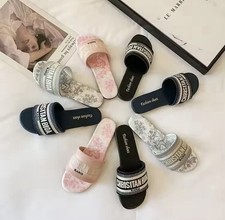 Womens Embroidered slippers Beach Flat Female Slippers Outdoor Sandals Shoes comprar usado  Enviando para Brazil