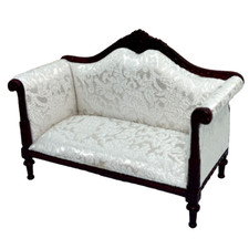 Sofá Settee Vintage 1:12 Casa de Bonecas Miniatura Madeira Estofado Esculpido comprar usado  Enviando para Brazil