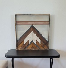 Arte de parede em mosaico de madeira recuperada Bailey Builds MOUNTAIN SKI LODGE feita à mão 16x16  comprar usado  Enviando para Brazil