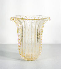 Vaso Design Toso Murano Vidro Soprado Transparente Dourado Borbulhante com nervuras, usado comprar usado  Enviando para Brazil