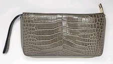 Carteira clutch genuína feminina crocodilo de água doce cinza 9", couro importado comprar usado  Enviando para Brazil