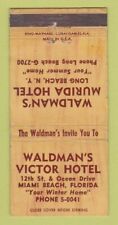 Capa Matchbook - Waldman's Hotels Long Beach NY Miami Beach FL WORN 30 Strike comprar usado  Enviando para Brazil