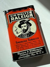 Lata de tabaco vintage Sir Walter Raleigh para fumar marrón y Williamson EE. UU. vacía segunda mano  Embacar hacia Mexico