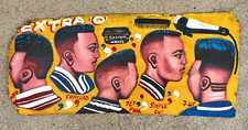 Placa pintada à mão - Salão de cabeleireiro - de Gana, África Ocidental. Painel de madeira, 17"x 37" comprar usado  Enviando para Brazil