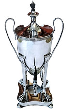 Samovar placa de prata vintage 15", pernas caneladas, pés de pata, cabo de torneira ébano comprar usado  Enviando para Brazil