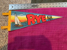 Vintage Rye Beach New Hampshire SOUVENIR Pennant Veleiro Pôr do Sol - ENVIO RÁPIDO comprar usado  Enviando para Brazil