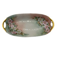 Bandeja de porcelana Moschendorf Baviera pintada à mão assinada por J. Miller floral dourada  comprar usado  Enviando para Brazil