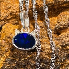 Colar de prata 925 The Cat Head Lightning Ridge opala dupla 0,14 G comprar usado  Enviando para Brazil