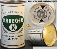 1952 KRUEGER K-MAN CREAM ALE LATA DE CERVEJA FLAT TOP NEWARK NEW JERSEY YORK NY GEÓRGIA comprar usado  Enviando para Brazil