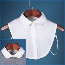 Blusa falsa branca Peter Pan colarinho falso chiffon cetim meio colarinho botão, usado comprar usado  Enviando para Brazil