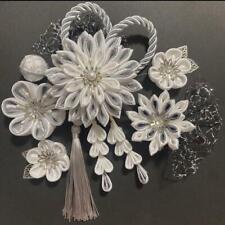Kanzashi quimono bastão de cabelo novo tsumami artesanato enfeite de cabelo prata branca cintilante comprar usado  Enviando para Brazil