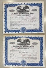 Certificados de acciones de Citizens And South Bank Pennsylvania X 2 Eagle 200 acciones segunda mano  Embacar hacia Mexico