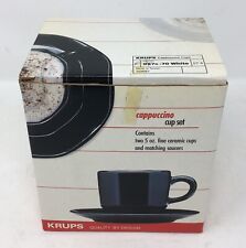 Conjunto de xícaras de cappuccino Krups Two 5 oz. Xícaras e pires finos de cerâmica 057o-70 brancos, usado comprar usado  Enviando para Brazil