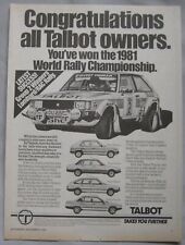 1981 talbot rally for sale  DARWEN