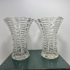Vintage Indiana Vidro Mayflower Padrão Vidro Transparente 5" Vaso Par Frete Grátis comprar usado  Enviando para Brazil