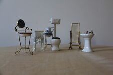 Juego de muebles de baño vintage victorianos para casa de muñecas - latón y porcelana segunda mano  Embacar hacia Mexico