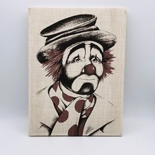 Arte de parede palhaço lona tecido de algodão elástico vintage circo bolinhas hobo 9x12 comprar usado  Enviando para Brazil