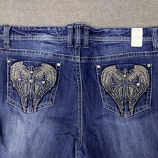 Usado, Jeans Vanity feminino 33 16 azul bordado reto strass asas cruzes comprar usado  Enviando para Brazil